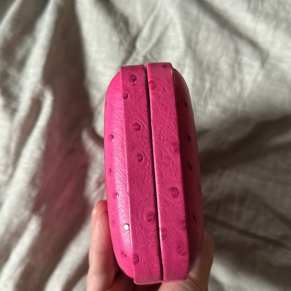 Rebecca minkoff pink ostrich embossed clutch shoulder bag - Picture 2 of 12